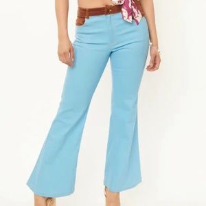 NWT UNIQUE VINTAGE smiley embroidered flare jeans